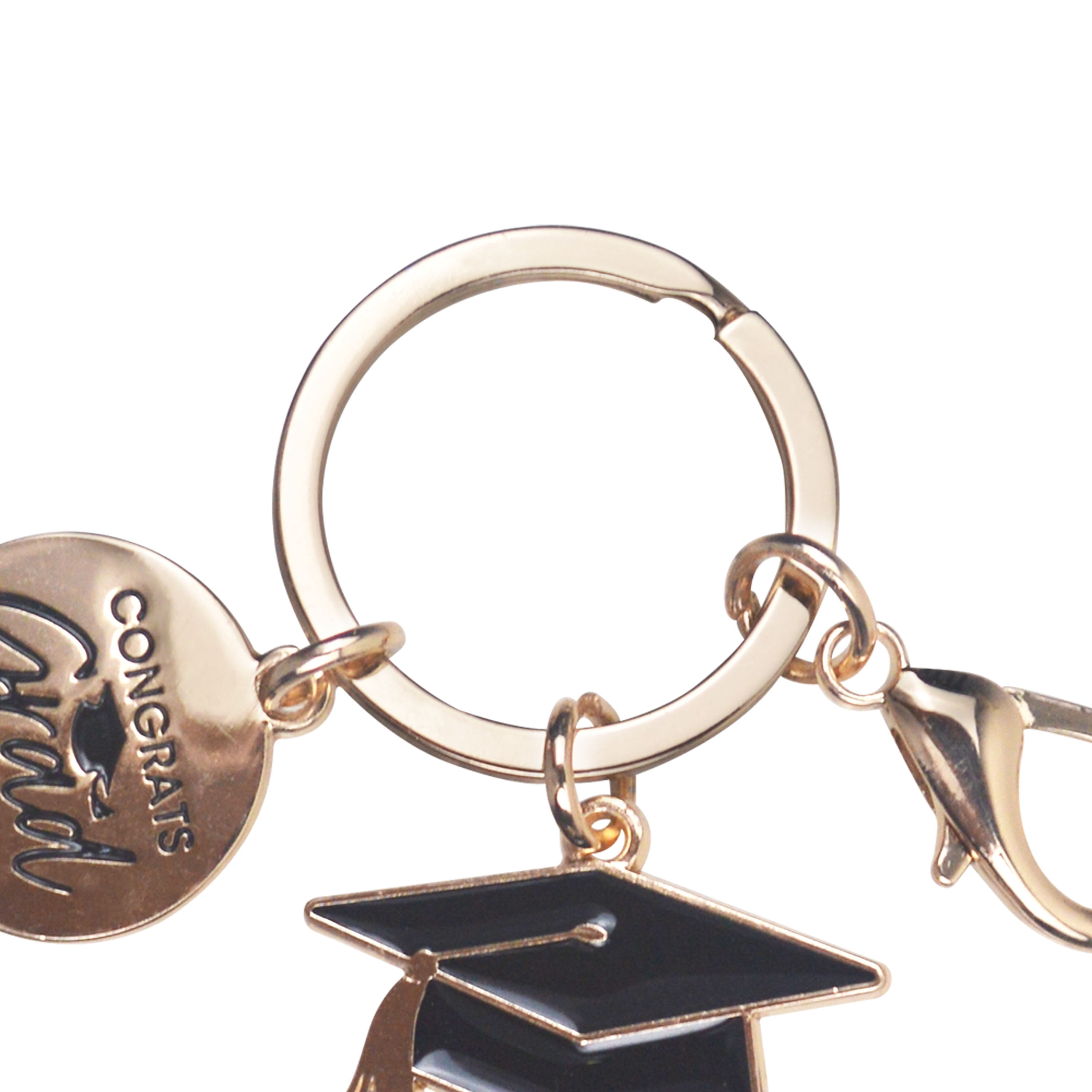 Way To Celebrate Grad Rose Gold/ Black/ Yellow Metal Key chain with Tassel, 5 in H