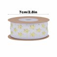 thumbnail image 3 of QISIWOLE Christmas Ribbon, 180 Inch x 0.98 Inch Soft Polyester Craft Trim for Holiday Gift Wrapping, Wreath Bows and Christmas Tree Decor, White Gold Star Ribbon, 3 of 6