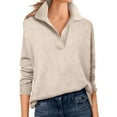 thumbnail image 3 of Wutalume Women's Fashion V-Neck Pullover Knitted Sweater Top, Flattering Silhouette, Soft Fabric for Everyday Elegance and Easy Styling,Beige M, 3 of 8