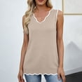 thumbnail image 2 of Admvng Womens Scallop Trim V-Neck Knit Tank Top Sleeveless Vest Casual Lightweight Camisole, 2 of 8