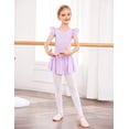 thumbnail image 5 of Arshiner Girls Shiny Ruffle Sleeve Ballet Leotard with Skirt Criss-Cross Back Dance Dresses,8-9Y,Purple, 5 of 9