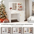 thumbnail image 3 of MAGIC UNION Vanity Desk with LED Lighted Mirror and Power Outlet,3 Color Adjustable Lights Makeup Vanity with Drawers and Cabinet for Bedroom,Dressing Room,Bathroom(White), 3 of 9