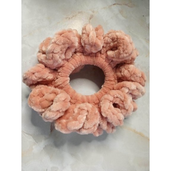 Nylo & Co. Crochet Velvet Scrunchies in Soft Pink -  Set of 2