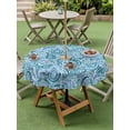 thumbnail image 3 of Outdoor Tablecloth with Umbrella Hole and Zipper, Light Blue Teal Round Table Cloth 60 Inch Waterproof Tablecloth, Retro Botanical Abstract Art Picnic Table Cover for Patio Camping, 3 of 7