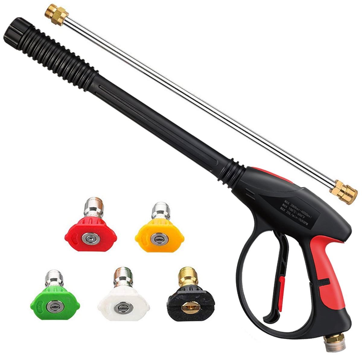 4000 PSI High Pressure Washer Hose Gun Wand Lance Spray Tips Turbo Nozzle 25 ft 