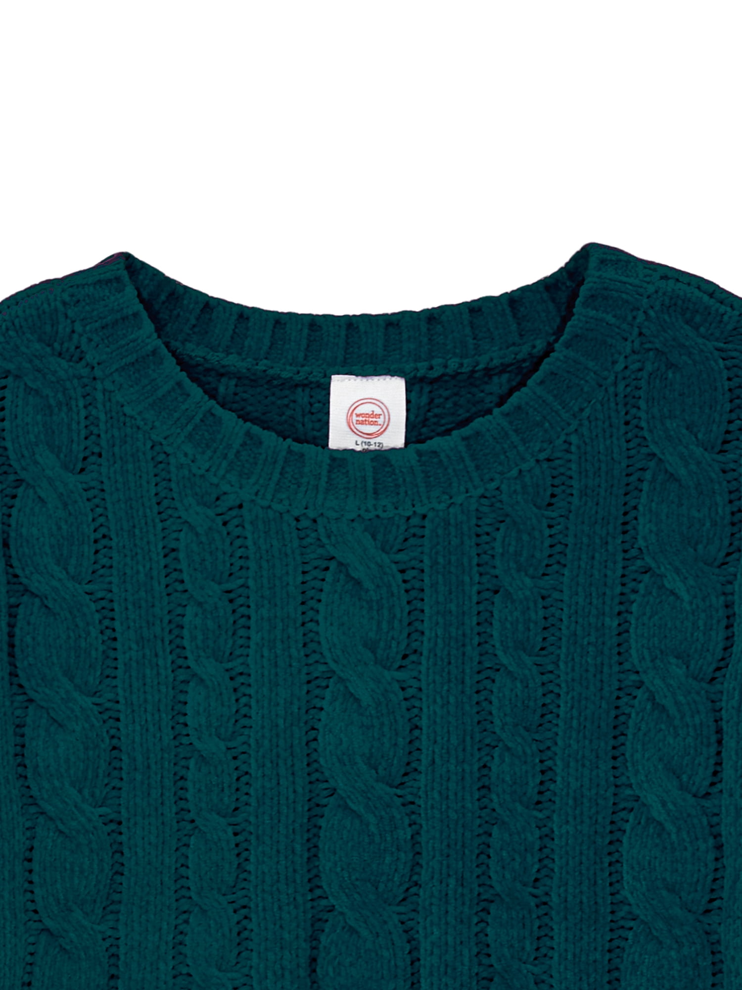 Wonder Nation Girls Chenille Sweater with Long Sleeves, Sizes 4-18 & Plus