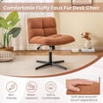 thumbnail image 5 of Costway Armless Office Desk Chair Modern Swivel Vanity Chair with Adjustable Height Brown, 5 of 11