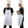thumbnail image 1 of Conjunto de delantal de chef, gorro de chef y delantal de cocina, delantal blanco ajustable para adultos, panadero, 1 of 5