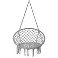 thumbnail image 5 of Hammock Chair Macrame Swing, Room Decor Handmade Knitted Hanging Cotton Rope Chair  Install Tool for Bedroom Living Room Patio Deck Yard Gray, 5 of 8