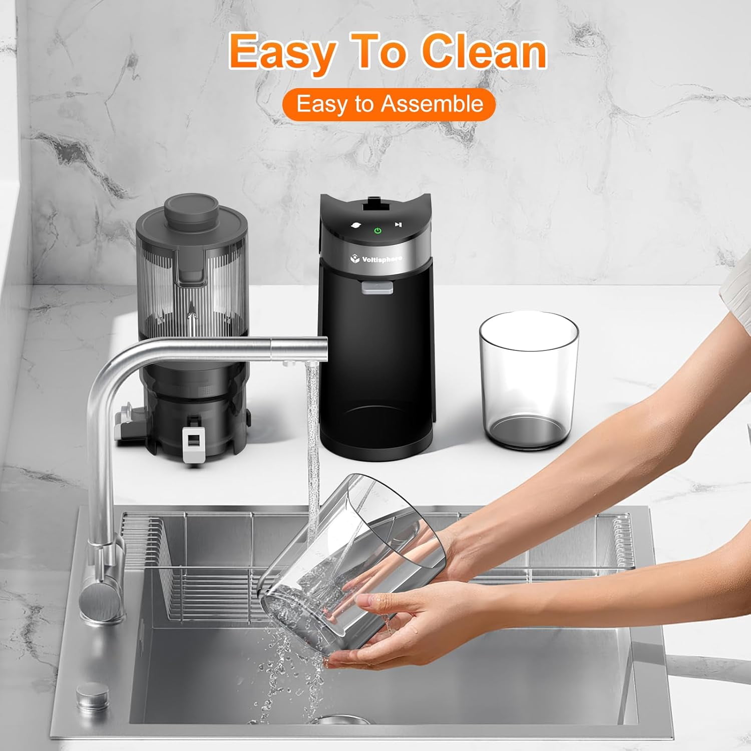 CFR637 Cold Press Juicer , 400W Slow Masticating Juicer with Wide Feed Chute for Whole Fruits and Vegetables, Easy to Clean Silver