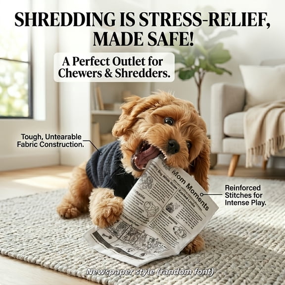Fun Newspaper Toy Suitable for All Dogs and Cats - Crinkle Sound Toy for Large, Medium, and Small Dogs and Cats, Washable and Safe Pet Toy