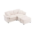 thumbnail image 4 of Modern Corduroy Convertible Sofa Loveseat, 2 Seaters Small Couch Love Seat With Movable Ottomans and Pillows For Living Room Apartment Bedroom, 4 of 12