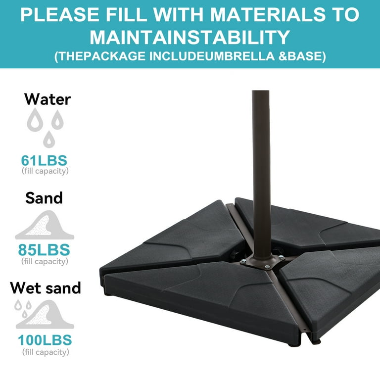 brown patio umbrella base stand included 10 ft LOKATSE HOME Offset Cantilever Outdoor Hanging Market Backyard 70L Heavy-Duty Stand, Set, : Patio, Lawn & Garden Invest in superior shade and functionality with this 13 ft Costway 10 ft 3-tier Vented