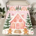 thumbnail image 2 of Manfei Merry Christmas Queen Sheet Sets,Kawaii Gingerbread Man Flat Sheet,Green Xmas Tree Queen Fitted Sheet For Girls Teens,Luxury Bedroom Decor,4pcs, 2 of 7