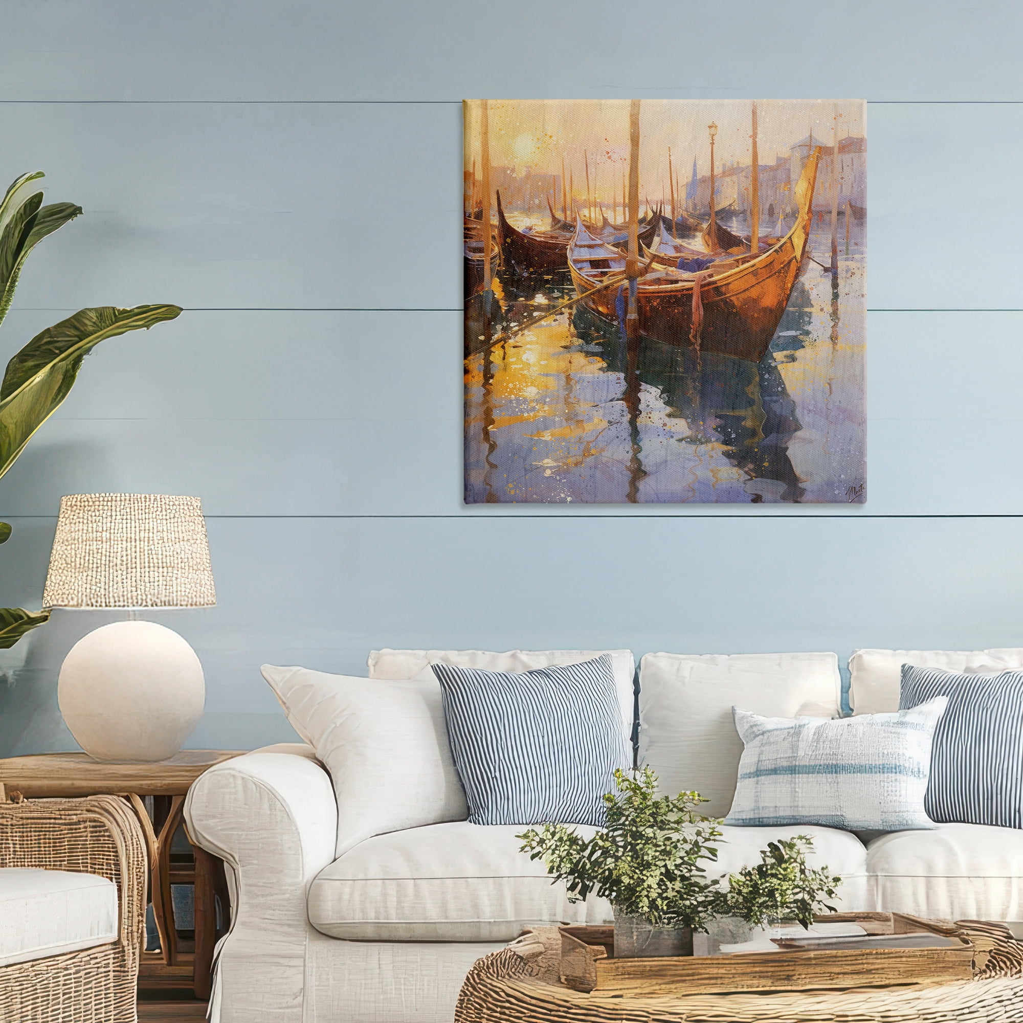 Stupell Industries Venetian Gondolas in Golden Light Canvas Wall Art, design by Marta Wiley