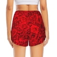 thumbnail image 3 of Picia Red Rose Pattern Women's 2 in 1 Athletic Running Shorts High Waisted Workout Casual Gym Sweat Shorts with Comfy Liner Zipper Pockets-Small, 3 of 9