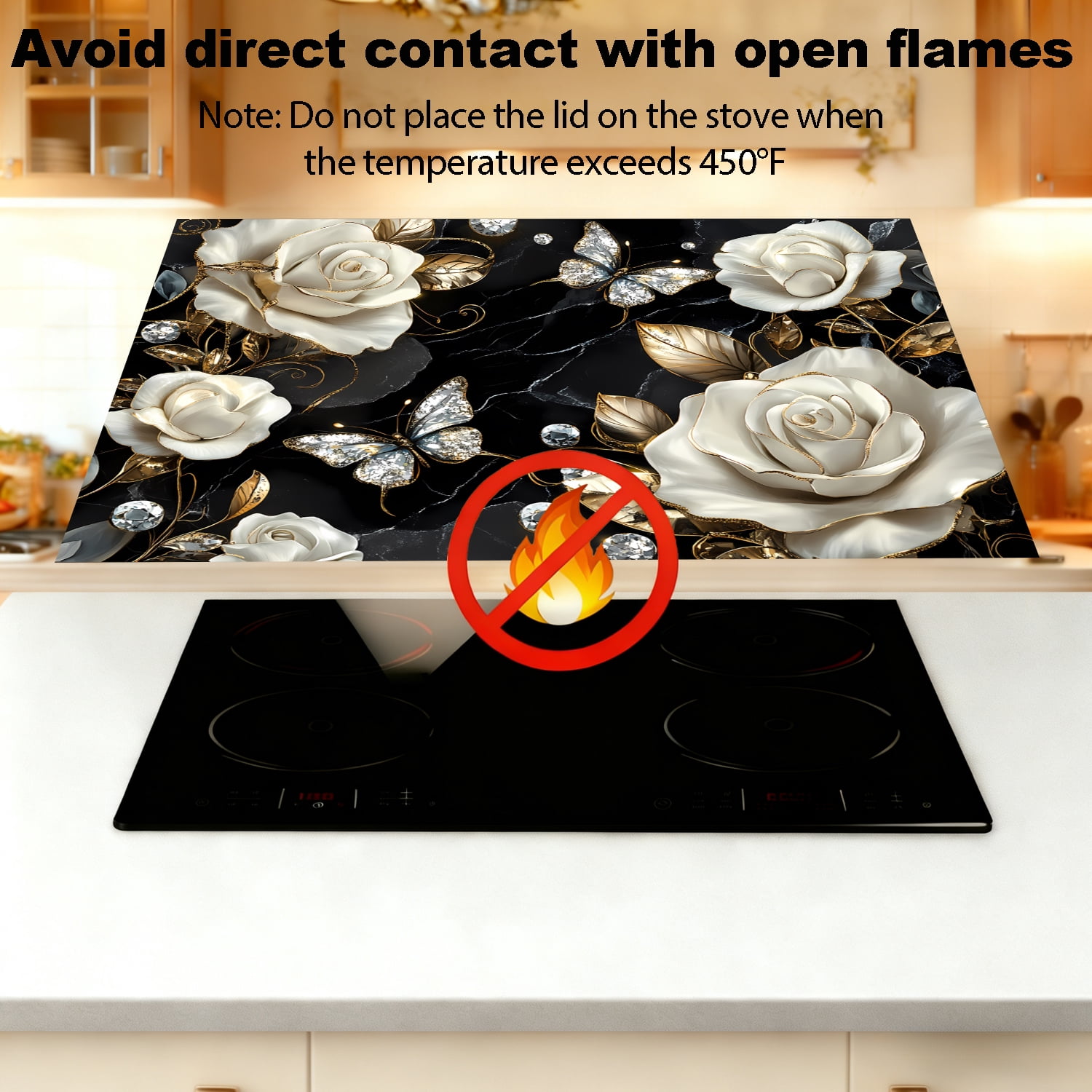 Stove Top Cover Glass Cooktop Heat Resistant Cover,Ceramic Stove Top Covers Mat Prevents Scratching Stoves/Counter/Washer Protector, 28x20 in
