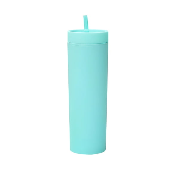 LAMIRO Multicolor Skinny Tumblers with Lids and Straws, 16Oz Double Wall Acrylic Tumbler, Tall Matte Skinny Tumblers, Reusable Cups