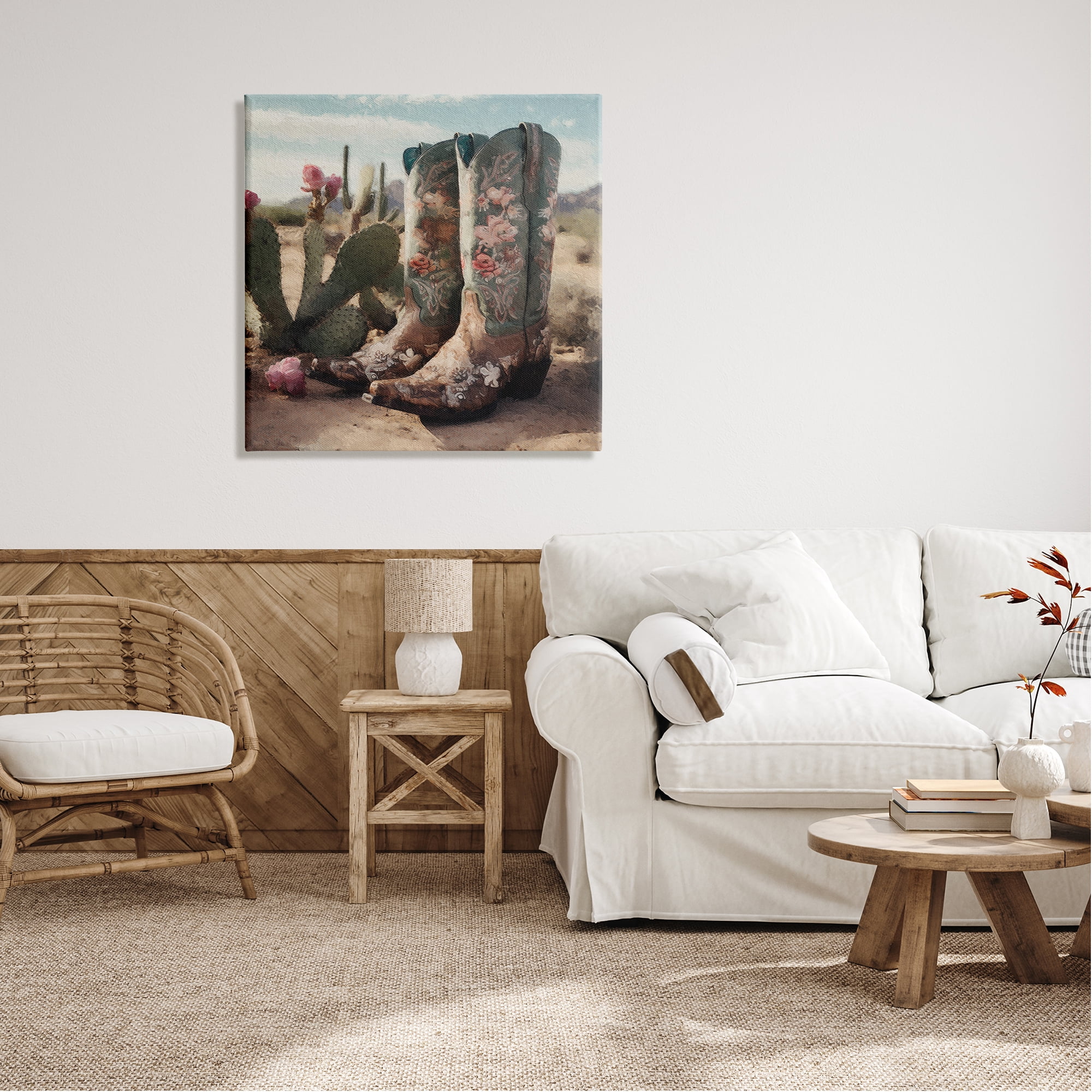 Stupell Industries Cowgirl Boots in Desert Beauty & Fashion Painting Gallery Wrapped Canvas Print Wall Art, 30 x 30