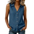 thumbnail image 2 of WCJM Relaxed Fit Wood Button V Neck Collared Sleeveless Tank Blouse Women Summer Cotton Linen Lightweight Breathable Casual Linen Blend Vest Top, 2 of 6