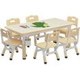 thumbnail image 4 of Historyli Juego de mesa y sillas para niños de 2 a 10 años,mesa y 6 sillas de altura ajustable,escritorio con diseño de grafiti,patas antideslizantes,mesa de actividades para guardería,aula y hogar, 4 of 7