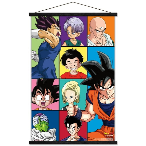 Dragon Ball Z - Grid Wall Poster with Wooden Magnetic Frame, 22.375" x 34"