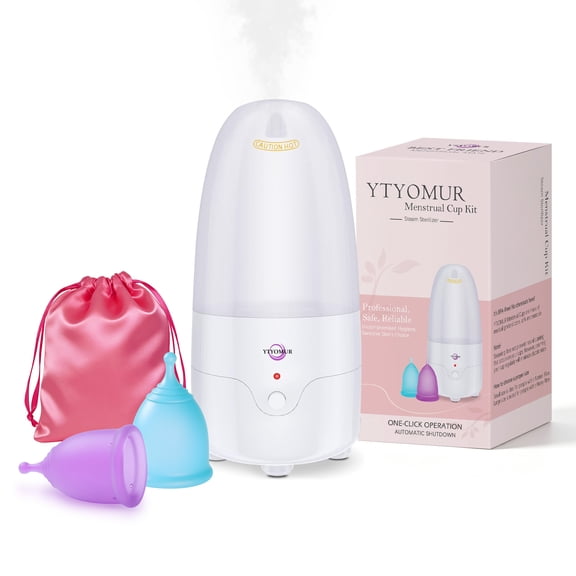 Menstrual Cup Steamer Sterilizer with 2 Reusable Period Cups, Menstrual Discs Cleaner Wash Kit for Women Feminine Hygiene Care
