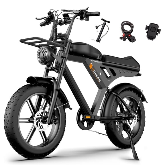 Movcan V30 Electric Bike for Adult, 1000W 20" Fat Tire 48V 15.6AH Removable Battery, 28MPH 7-Speed Disc Brake Off-Road Mountain Ebike UL2849