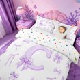 thumbnail image 3 of meiyoeat Purple Bow Monogrammed C Bedding,Watercolor Coquette Letter Design Duvet Cover Full For Girl,Reversible,3 Pieces,1 Duvet Cover and 2 Pillowcases, 3 of 6