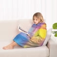 thumbnail image 4 of Colorful Watercolor Stripe Pattern Blanket Hoodies for Kids 6-13YR Oversize Wearable Blanket Hoodies for Boys Girls Teens, 4 of 7