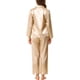 thumbnail image 3 of Conjunto de salón de satén para mujeres INSPIRE CHIC, camisa de botones de manga larga con pantalones, pijamas de seda XL Champagne, 3 of 7
