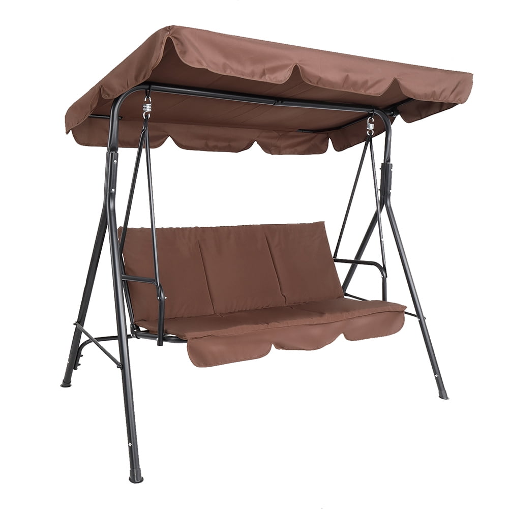 Private Jungle 3-Seat Deluxe Outdoor Patio Porch Swing with Weather Resistant Steel Frame, Adjustable Tilt Canopy, Cushions and Pillow Included Private Jungle 3-Seat Deluxe Outdoor Patio Porch Swing with Weather Resistant Steel Frame, Adjustable Tilt Canopy, Cushions and Pillow Included