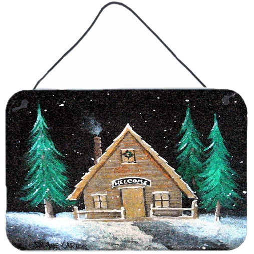 Carolines Treasures PJC1090DS812 Welcome Lodge Christmas Log Home Wall or Door Hanging Prints  8x12 multicolor