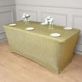 thumbnail image 4 of Efavormart 6ft Metallic Champagne Glitter Rectangular Spandex Fitted Table Cover, Stretch Fit Tablecloth, 4 of 9