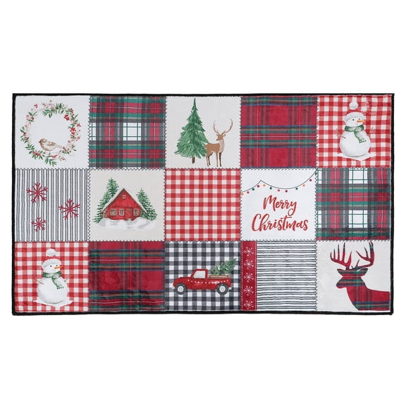 Levtex Home - Spencer Plaid - Rug/Carpet - 20" x 34" - Red, Green and Cream - 100% Polyester - Woven Fabric Backing