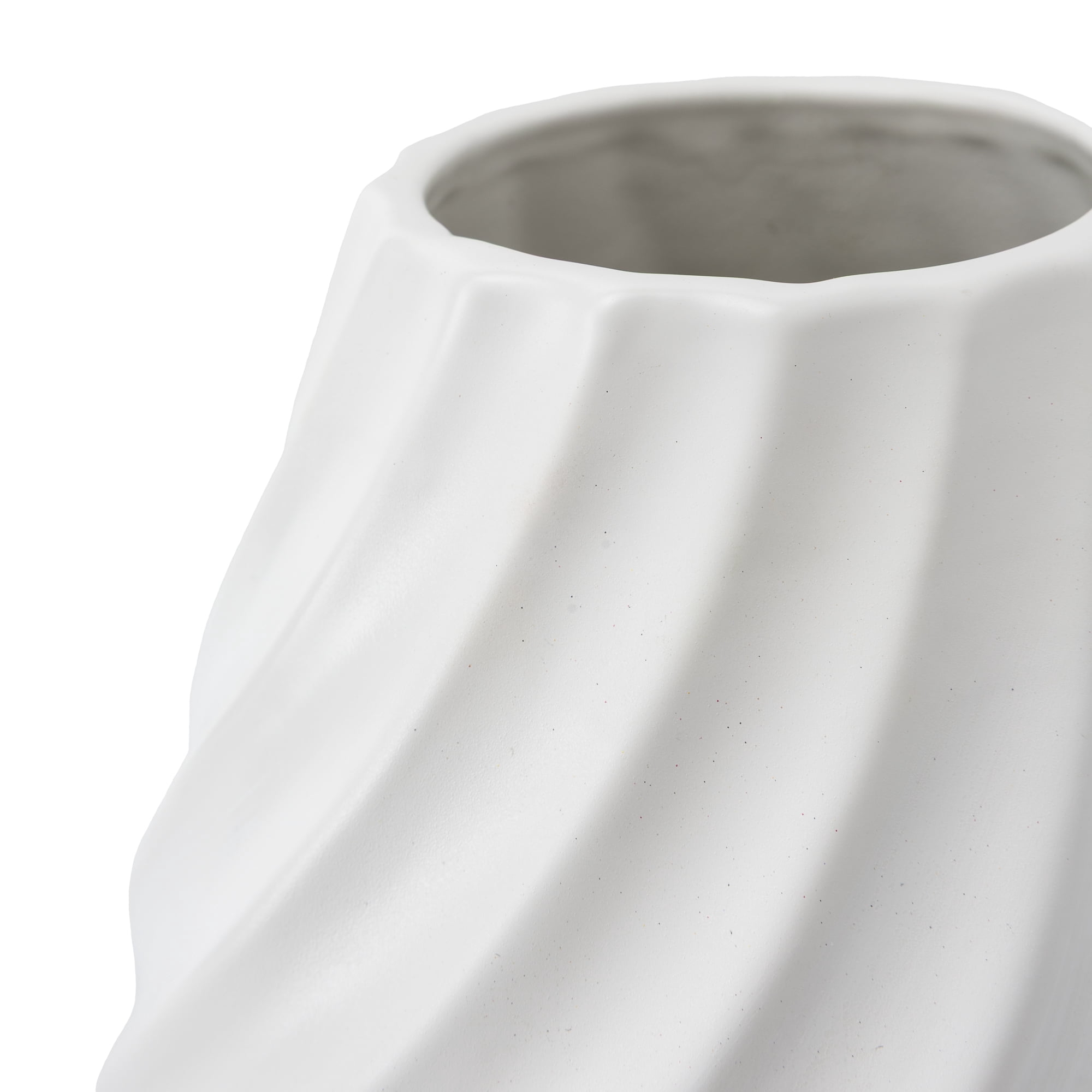 Mainstays Curved Ribbed White Ceramic Decorative Vase, 9.25"