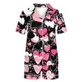 thumbnail image 4 of Tnhcen Women's Cute Comfy Long Sleeves Nightwear Set Printing Fashion Leisure Collar Cardigan Satin Pajama Set Homewear S-2XL, 4 of 5