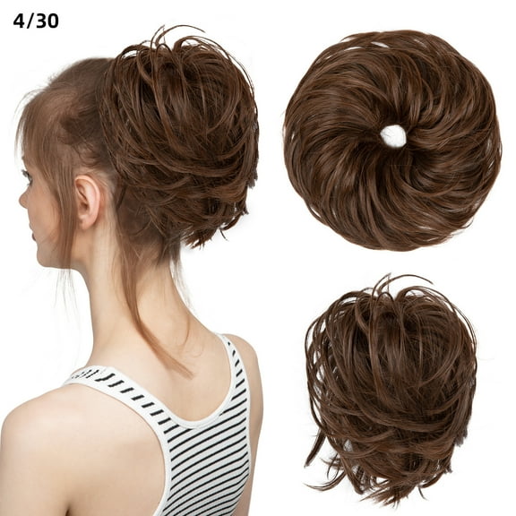 XmhyTop Textured Messy Updo Hair Bun with Side Comb Clip-in, Adjustable Chignon Bun for Natural-Looking Style, Versatile Synthetic Hair Scrunchies for Women & Girls，Light Brown