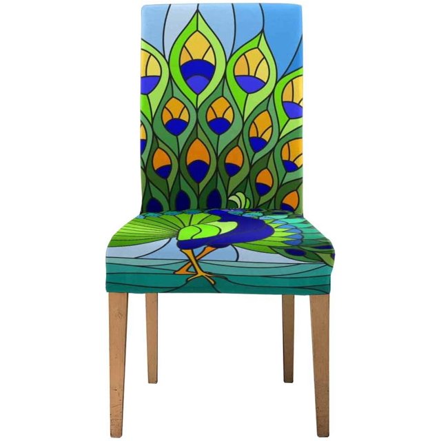 Funda protectora para silla ABPHQTO Elástica de pavo real colorido Juego de 1
