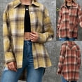 thumbnail image 3 of Camisa a cuadros gruesa para mujer con bolsillos con botones y cuello vuelto Chaquetas casuales suel Abanopi Amarillo/Medio, 3 of 7