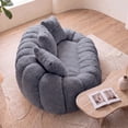 thumbnail image 4 of FFH 75.5" Cloud Couch, Floral-Shaped Bean Bag Sofa, Boneless Loveseat Sofa for Living Room, Plush Faux Fur, Gray, 4 of 8