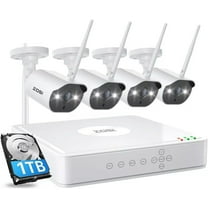 3MP Wireless ZOSI 8CH H.265  Security Camera System with Motion Detection, Outdoor WiFi Security Camera with Waterproof, Color Night Vision, Home Security, 1TB HDD for 24/7 Recording (2.4 GHz)