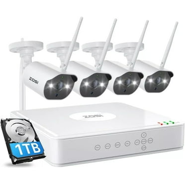 3MP Wireless ZOSI 8CH H.265  Security Camera System with Motion Detection, Outdoor WiFi Security Camera with Waterproof, Color Night Vision, Home Security, 1TB HDD for 24/7 Recording (2.4 GHz)