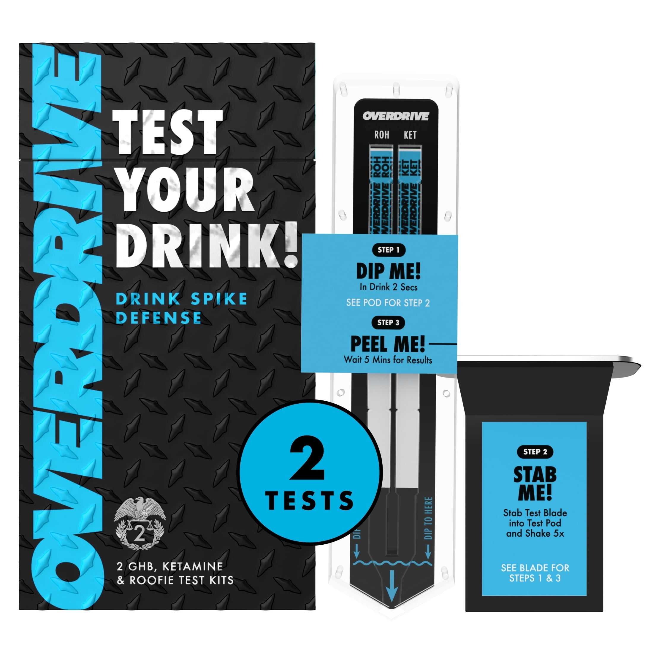 (3 pack) Overdrive Defense Drink Spike Home Test Kit, 2 pk