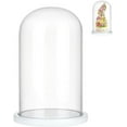 thumbnail image 1 of Campana de cristal decorativa con base de madera blanca., 1 of 6