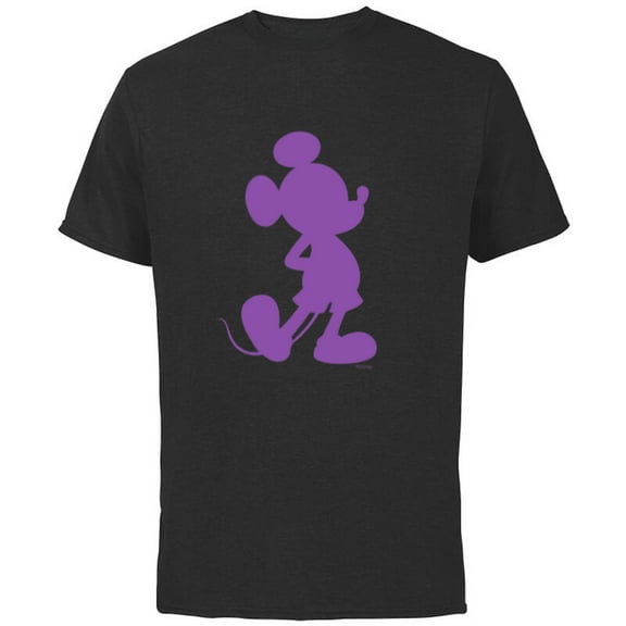 Disney Mickey Mouse Pride Classic Pose Purple Icon Fill - Short Sleeve Cotton T-Shirt for Adults - Customized-Black