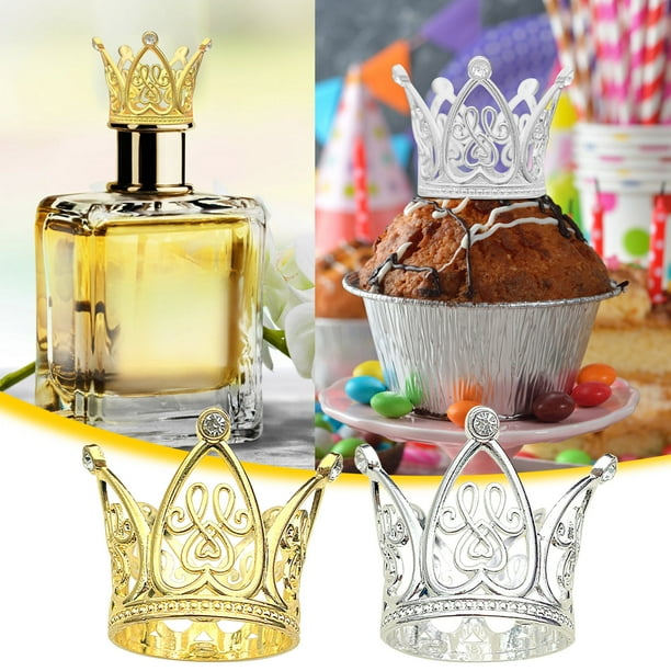 Adornos de tarta de aleación en forma de diamante - Mini decoraciones redondas de 3,2 cm para fiestas de cumpleaños, 2 opciones de color, reutilizables