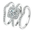 thumbnail image 1 of Tres en Uno Apilable Anillo Set Chapado Cubic Zirconia Boda Compromiso Promesa Anillo para Mujeres, 1 of 8