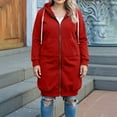 thumbnail image 4 of Women's Full Zip Plus Size Hoodie - Long Oversized Fleece Lined Sweatshirt, Fall Winter Hooded Jacket with Pockets, Long Sleeve Warm Outfits for Daily Wear Red 5XL, 4 of 4