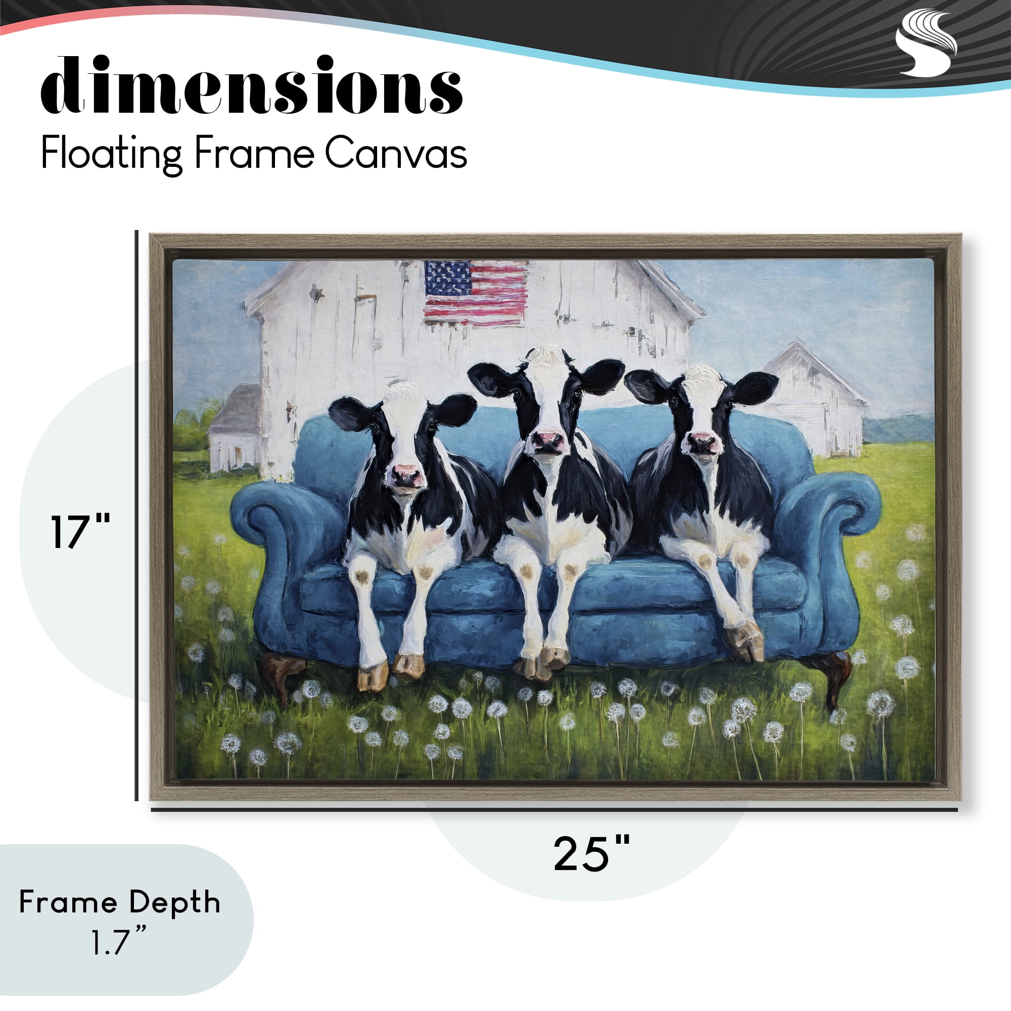 Stupell Industries Barnyard Sofa Sisters Brown Framed Floater Canvas Wall Art, design by Tina LeCour